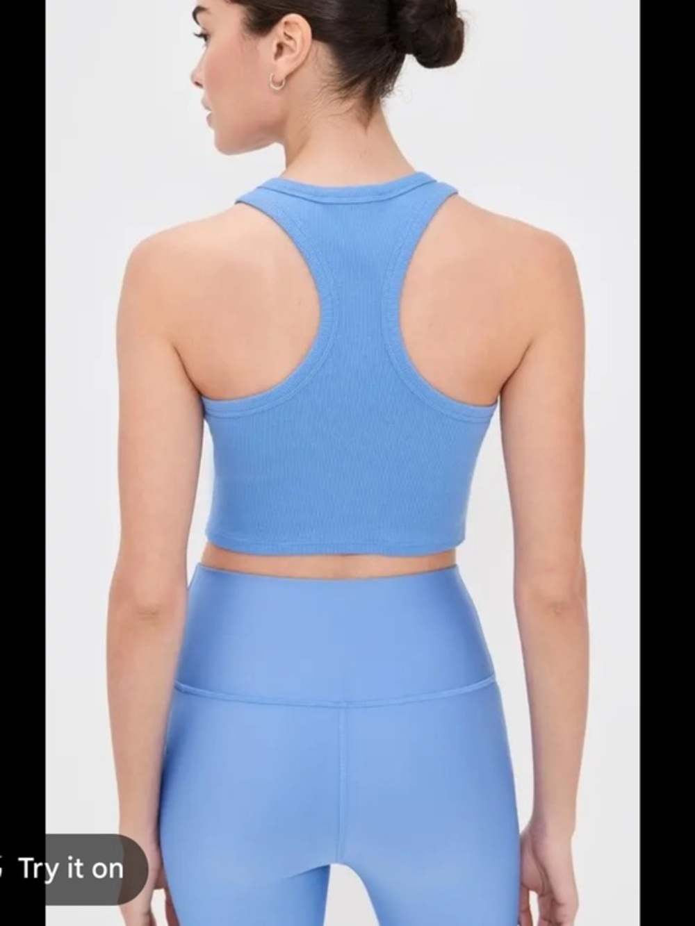 ALO Size 12 Ribbed Racerback Crop Top in Periwinkle Blue